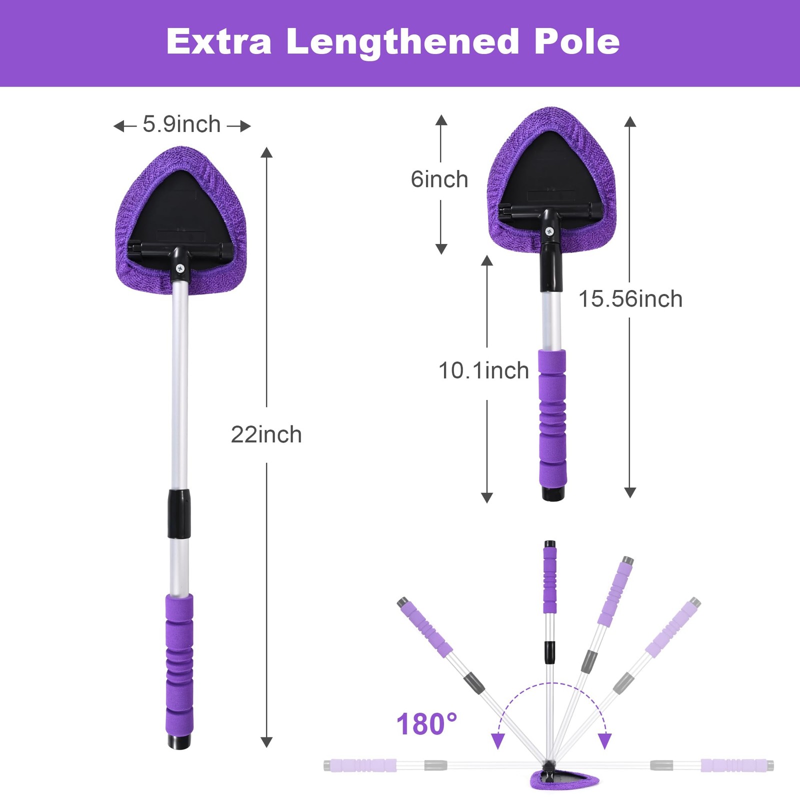 XINDELL Windshield Cleaner Tool – 24-inch Pink Car Interior&Exterior Window C…