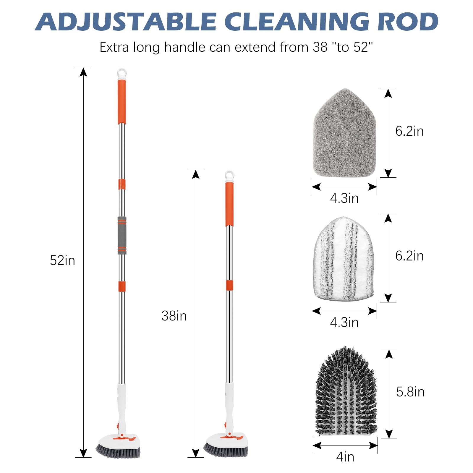 SetSail Tile Tub Scrubber Brush 3-in-1 Shower Scrubber with 52-inch Adjustabl…