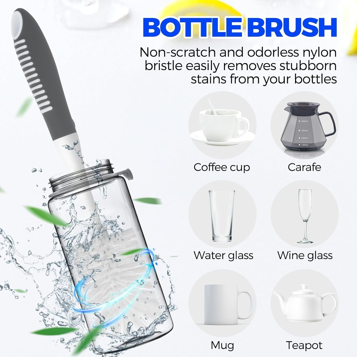 Dish Brush Set with Bottle Pan and Straw Brushes Kitchen Cleaning Tools
