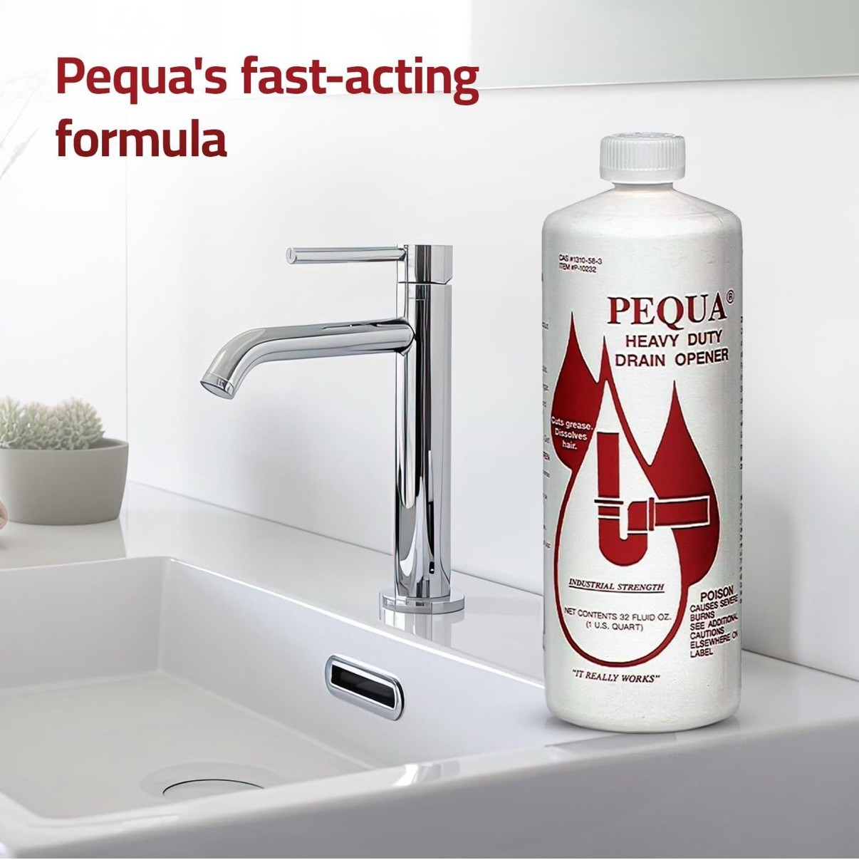 Pequa Heavy Duty Drain Opener, Non-Acid, Fast-Acting Formula, Industrial 2 PACK