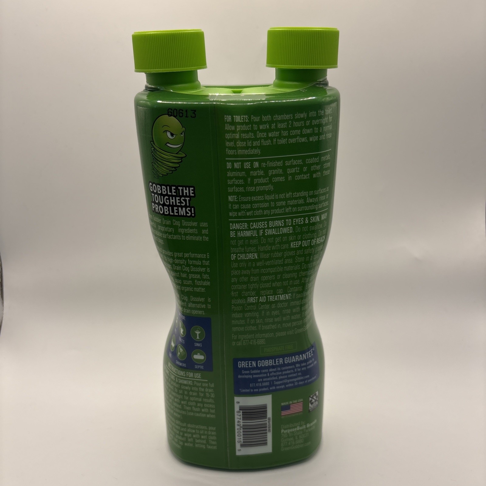 Green Gobbler Drain Clog Dissolver 2 Pre-measured Applications 31 Oz Total NEW