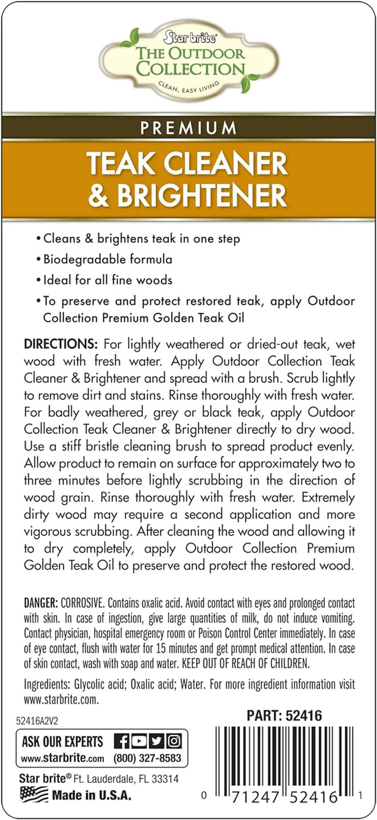 the Outdoor Collection Teak Cleaner & Brightener – 16 OZ