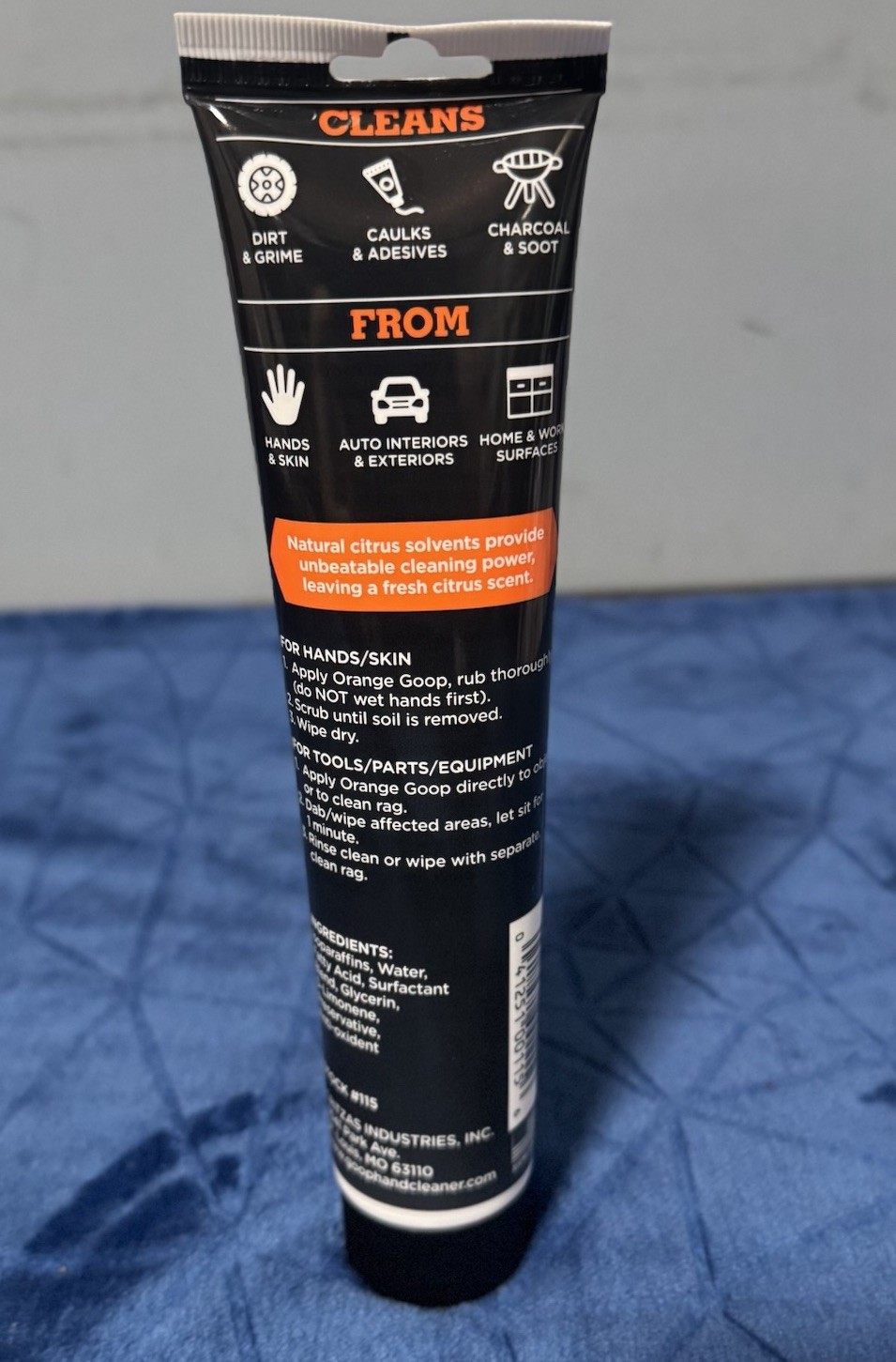 GOOP Orange Heavy Duty Waterless Hand Cleaner and Stain Remover – 5 Oz. Tube