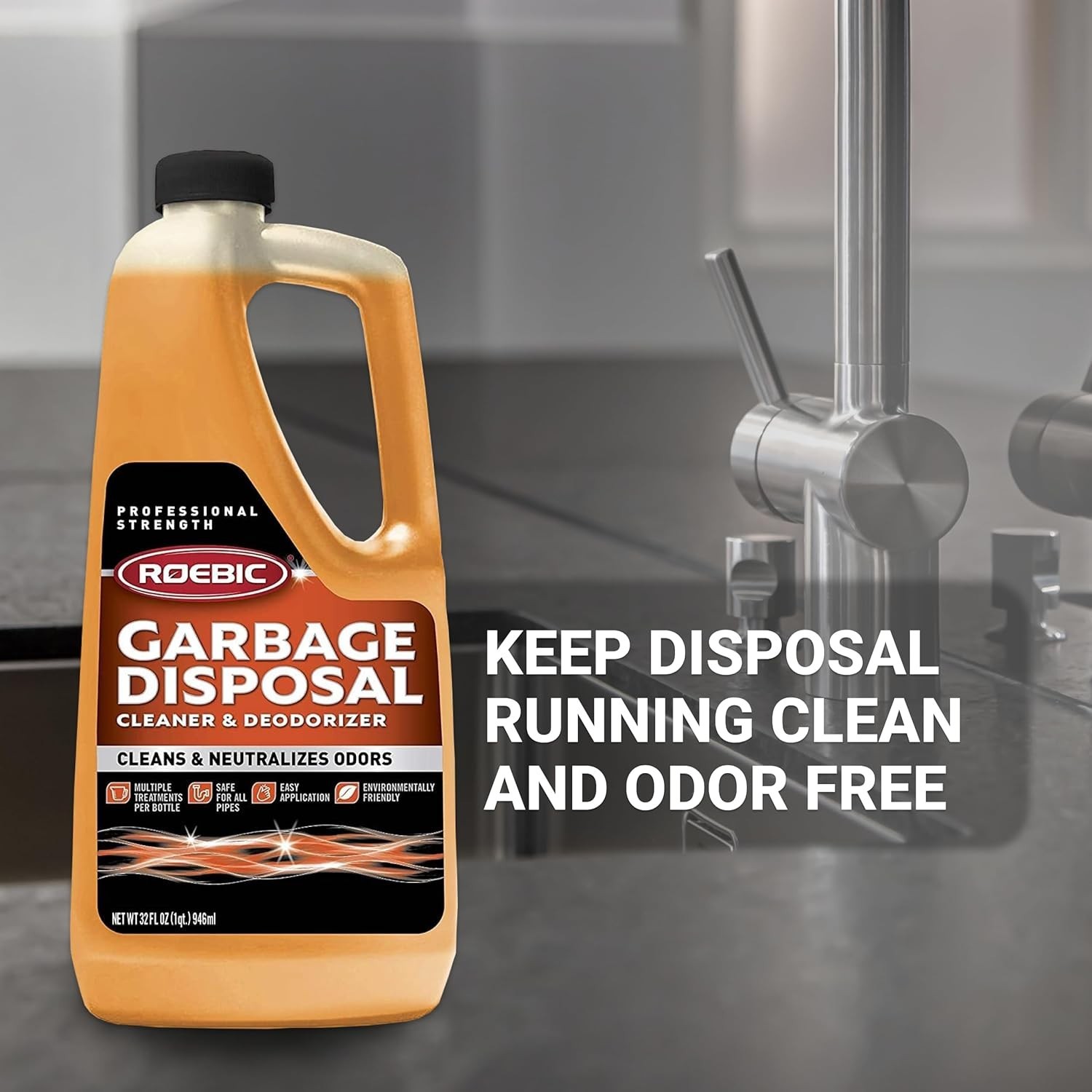 32 Fl Oz K-27 Biodegradable Garbage Disposal Cleaner – Safe and Easy to Use