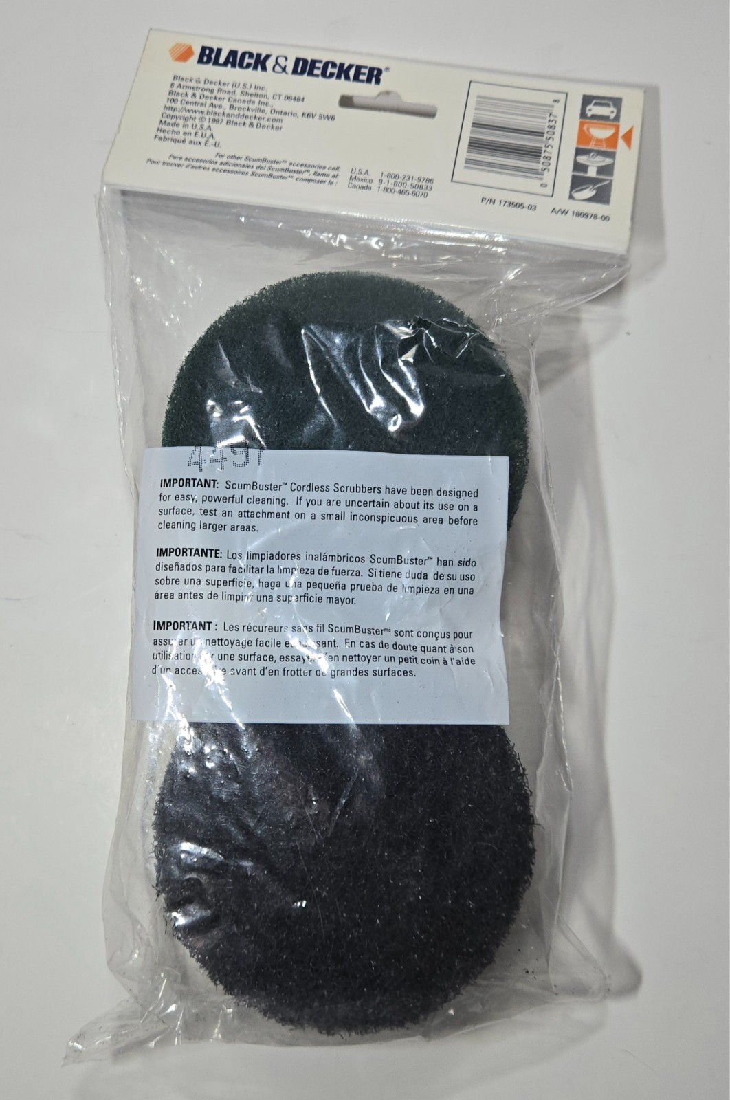 Black & Decker Scum Buster Scrub Pads XBP1 4 Pack Refill, Brand New