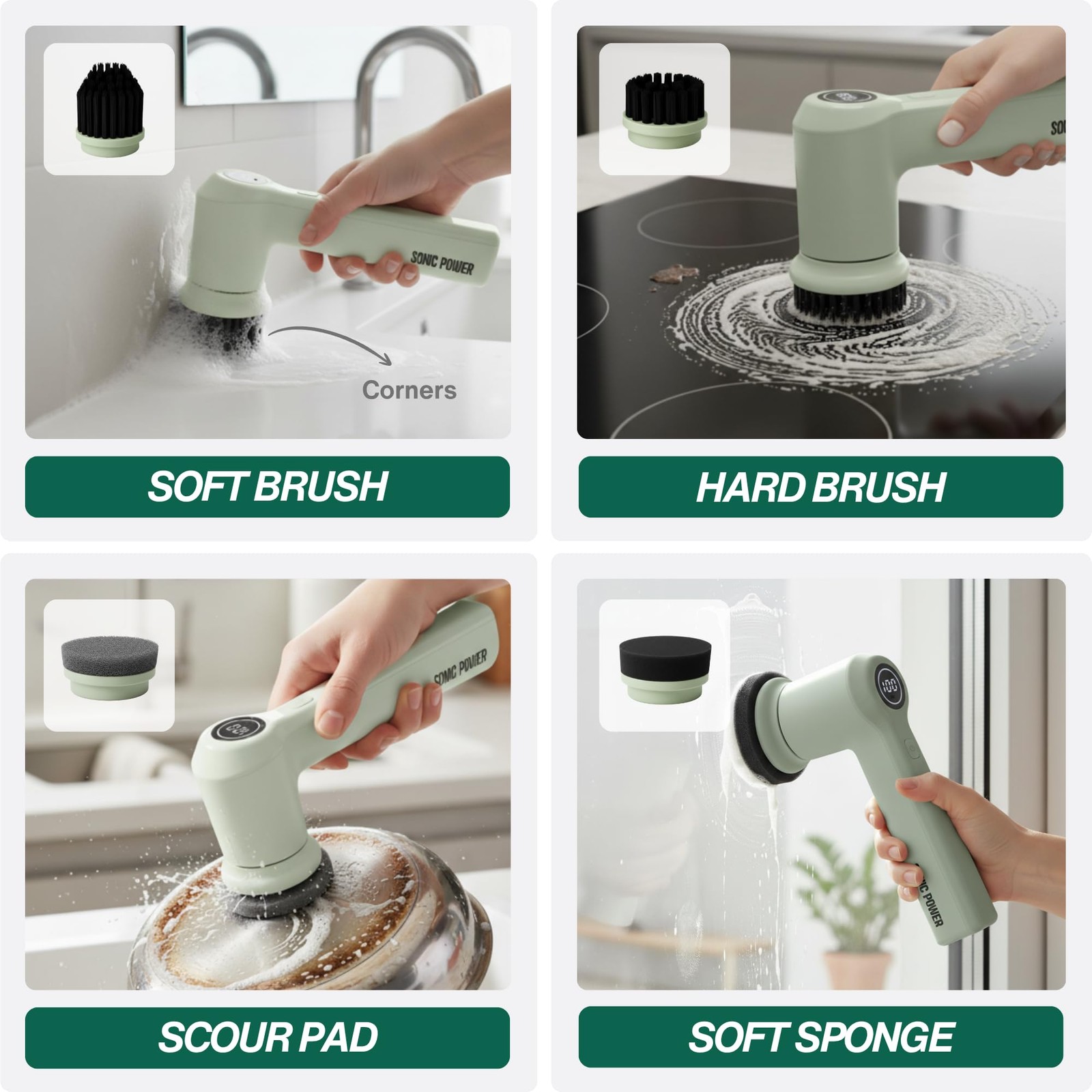 Electric Spin Scrubber – Handheld & Ergonomic, IPX7 Waterproof, 4 Multi-Purpo…