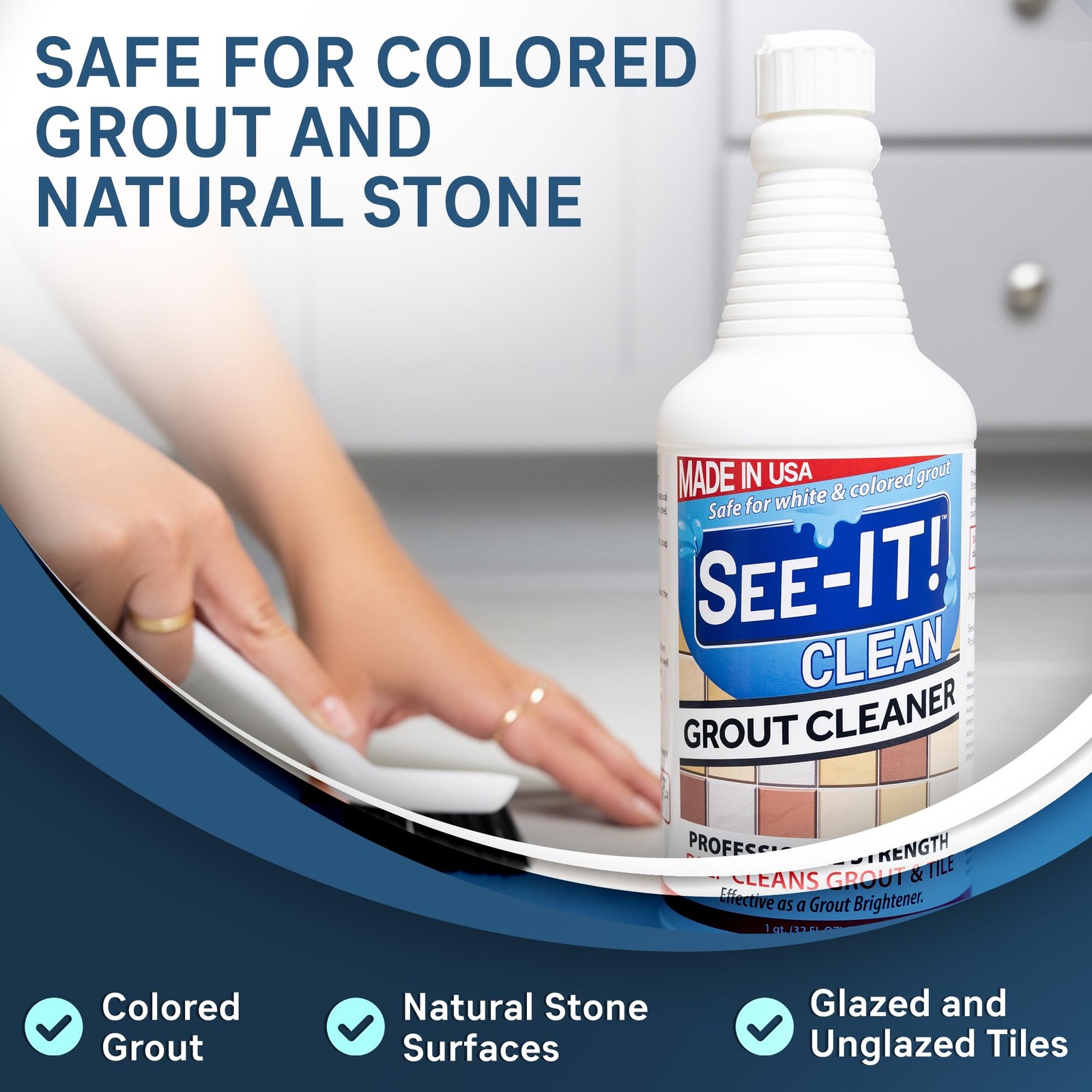 SEE-IT! Grout & Tile Deep Cleaner Brightener & Heavy-Duty Stain Remover Acid-…