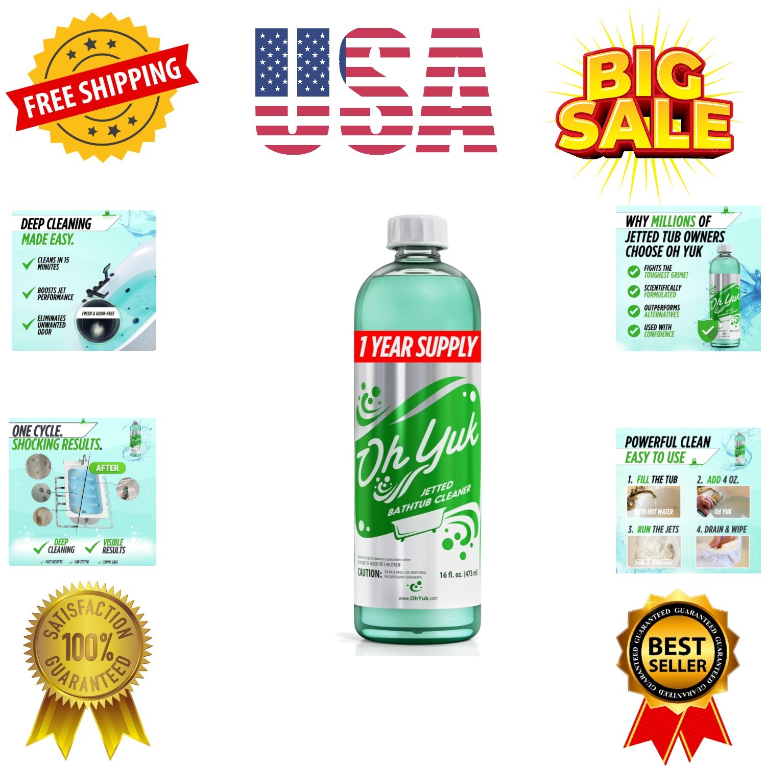 Jetted Tub Cleaner for Jacuzzis, Bathtubs, Whirlpools, The Most Effective Jet…