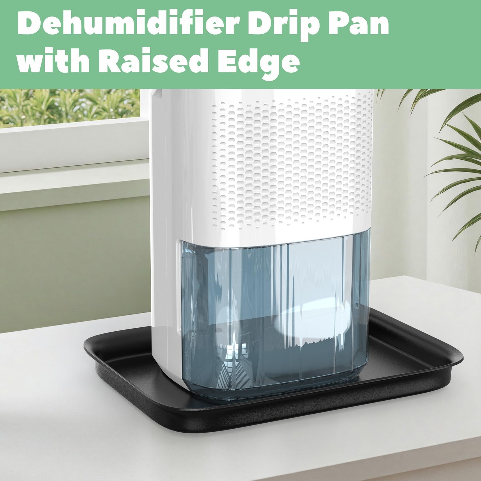 Dehumidifier Drip Pan with Raised Edge, Hard Plastic 13” x 9”x 2” Non-Slip…