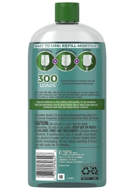 Cascade Rinse Aid Platinum Dishwasher Rinse Agent, Regular Scent 30.5 Fl Oz -2pk
