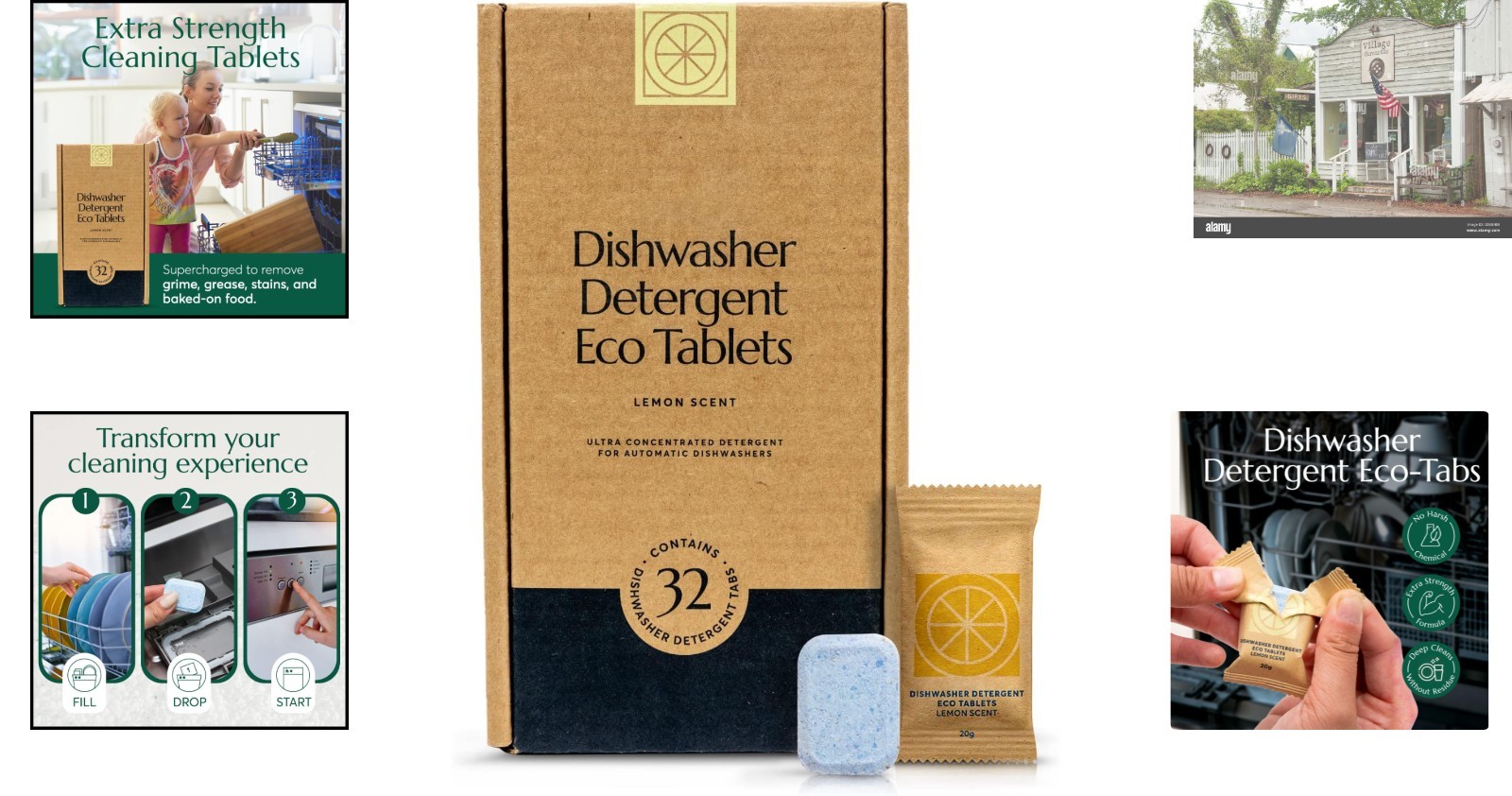 32 Pack of Eco-Conscious Dishwasher Tablets – No Harsh Chemicals, Lemon Scent