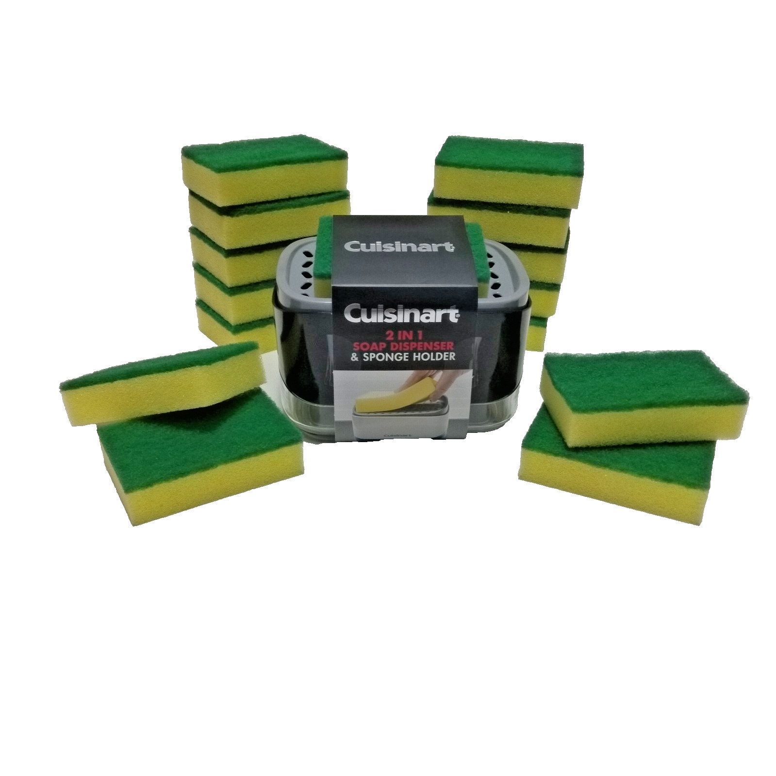 Cuisinart 2 in one soap dispenser and sponge holder includes 15 Scrub Sponges
