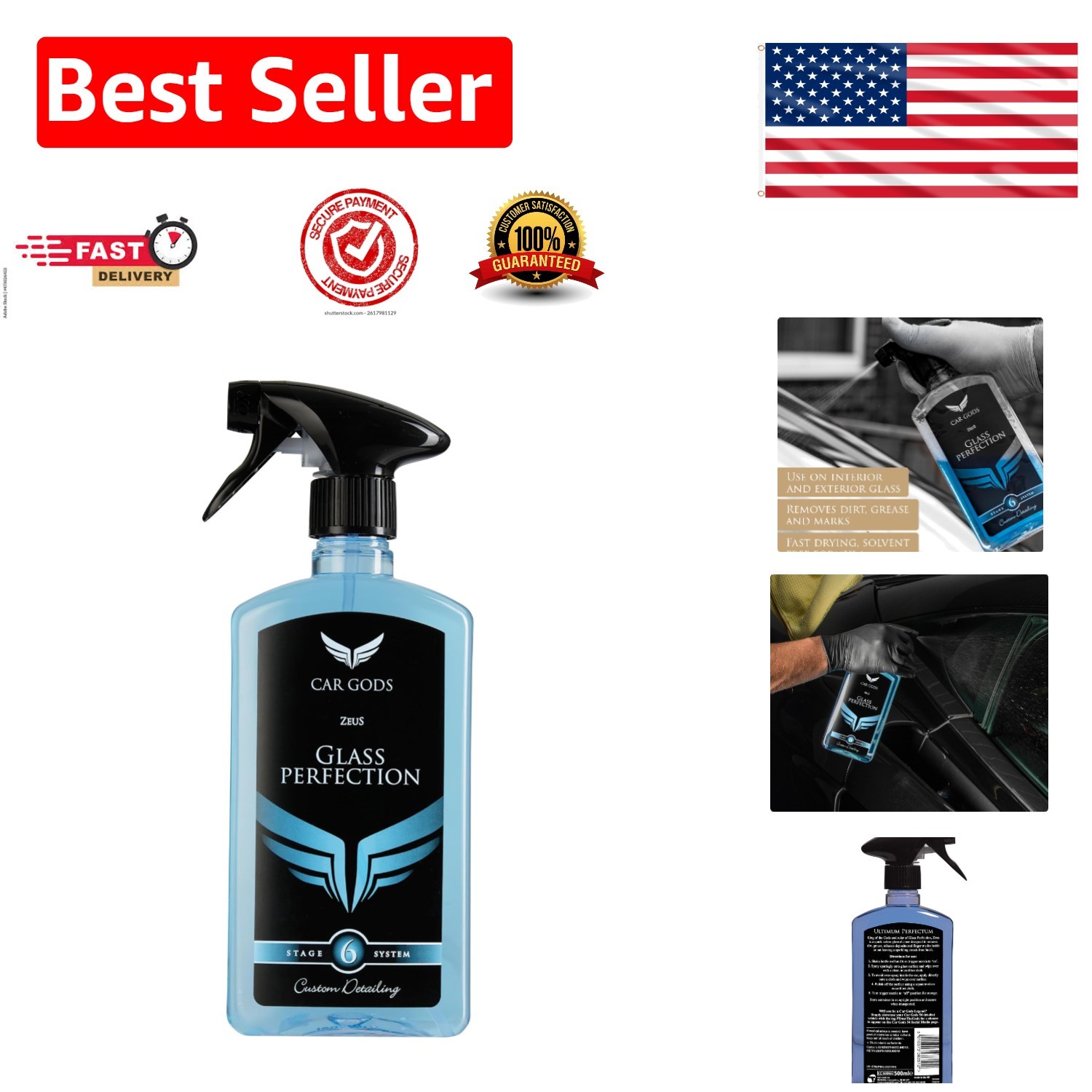 Quick Action 17 Fl Oz Glass Cleaner Spray – Streak-Free & Safe for Interiors