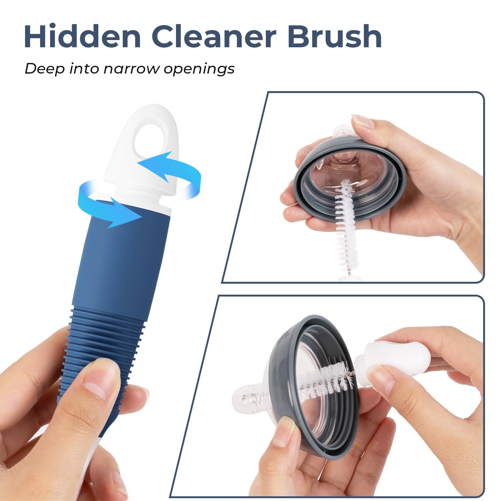 Flexible Bottle Brush,Durable Scrubber for Glassware Travel Mugs,2Pack