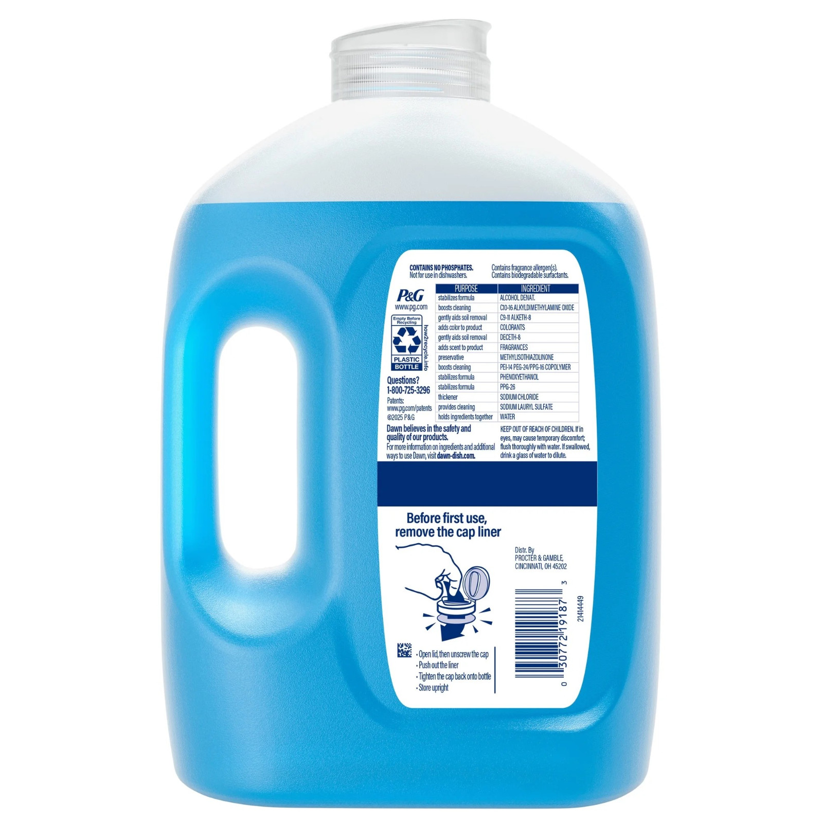Ultra Original Dish Soap Refill Jug, Large Size Original Blue Liquid Dishwash…