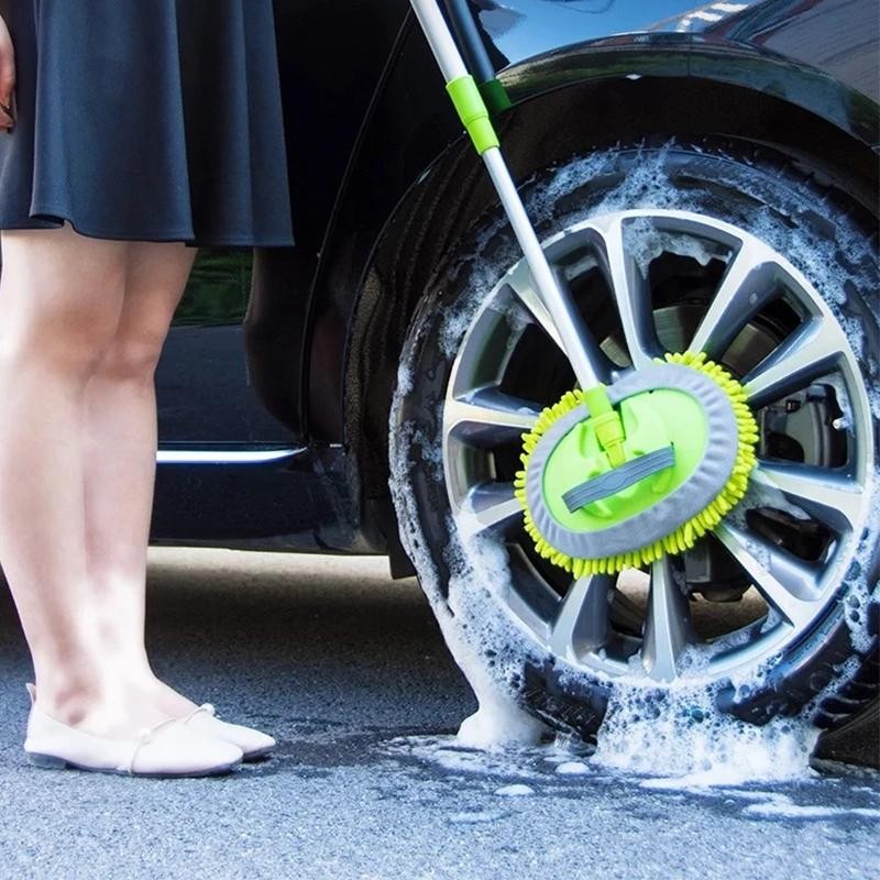 Car Wash Mop Brush Chenille Microfiber Telescopic Long Handle Cleaning Kit Soft