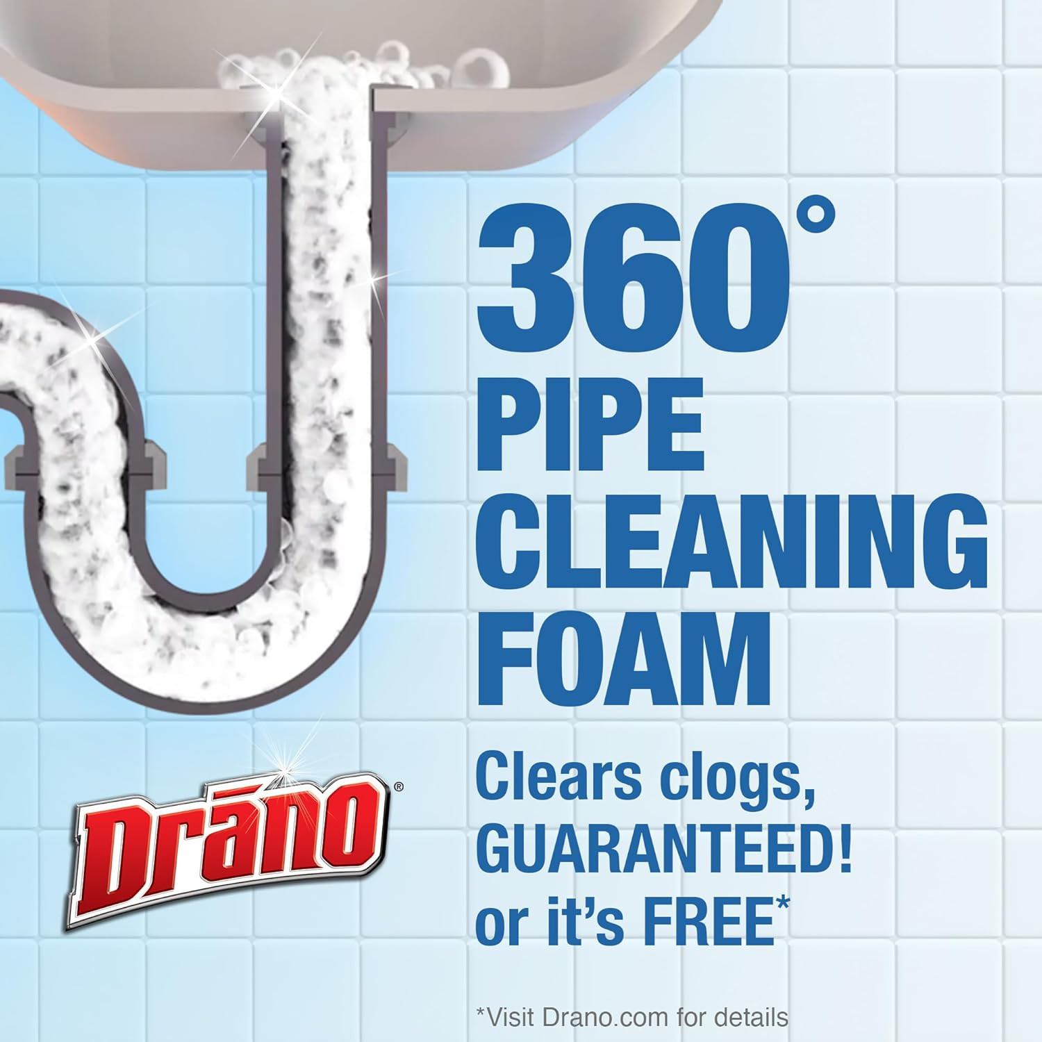 Dual-Force Foamer Drain Clog Remover and Cleaner for Shower or Sink Drains, Uncl