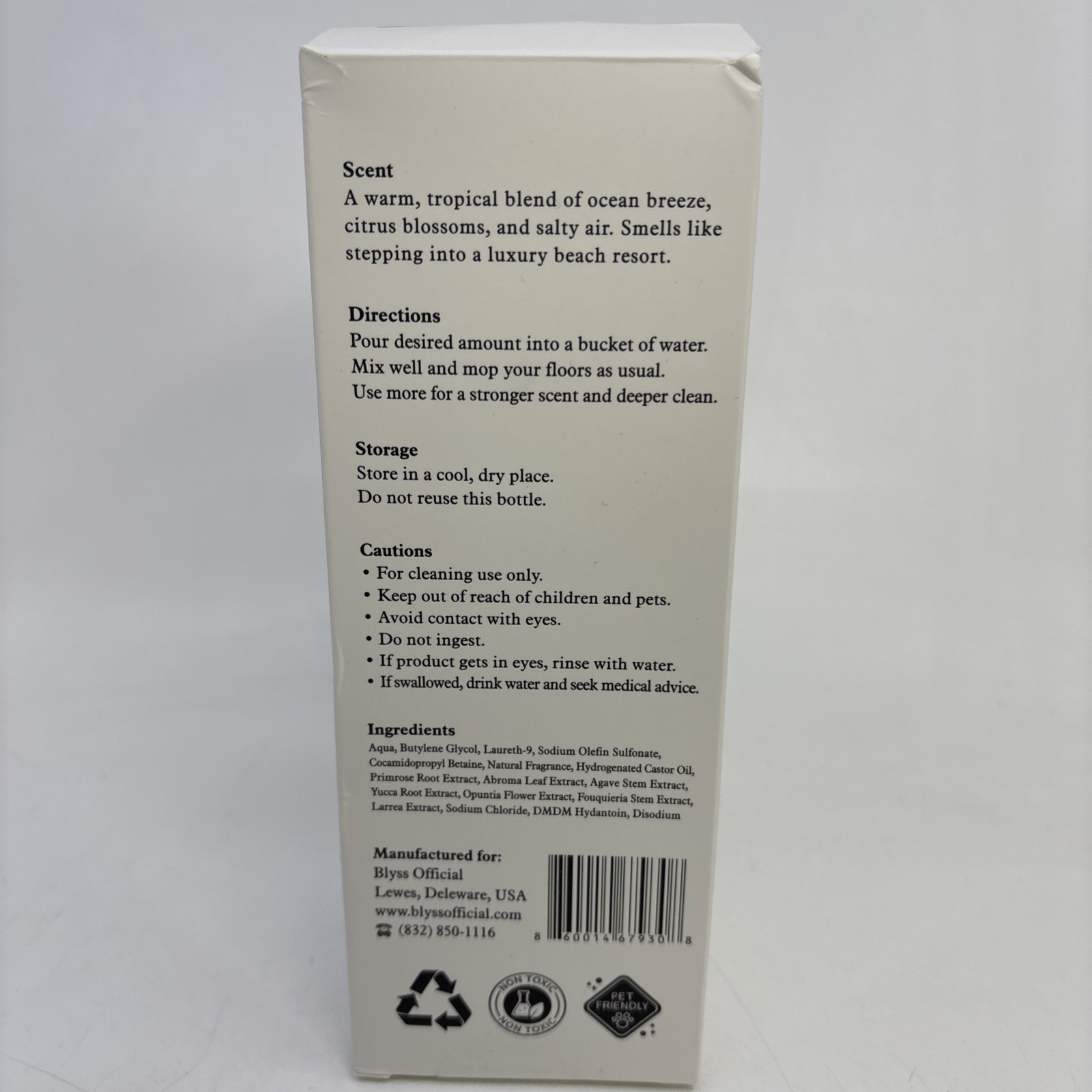 BLYSS Mop Soap Brazilian Waves 16.9 fl oz/500 ML “PET FRIENDLY” • NEW • SEALED