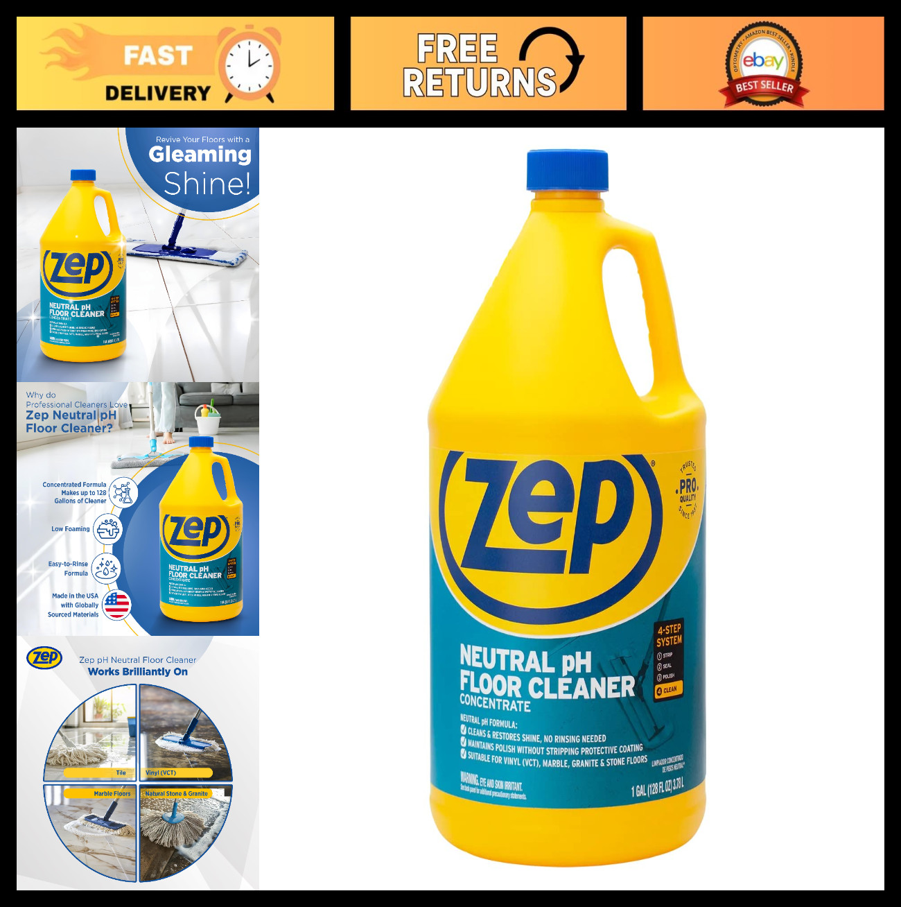 Concentrated pH Neutral Industrial Floor Cleaner – 1 Gallon – All-Purpose Cleane