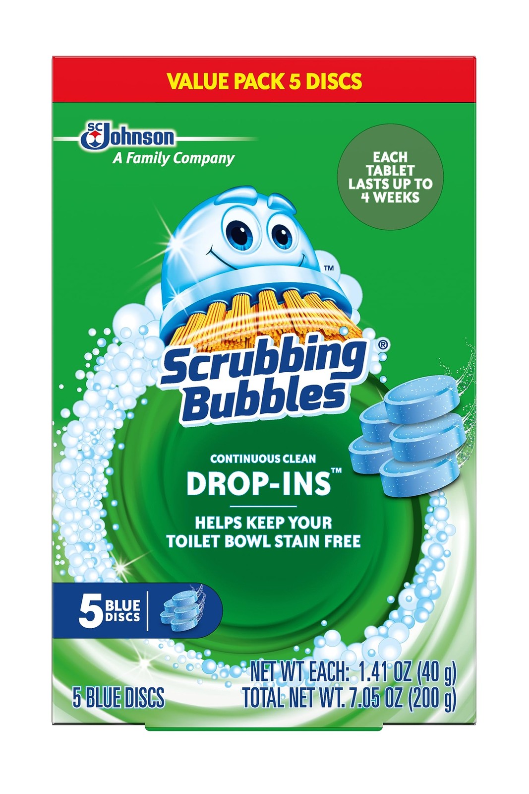 Scrubbing Bubbles Toilet Bowl Tablets, Continuous 5 Count (Pack of 1), Blue