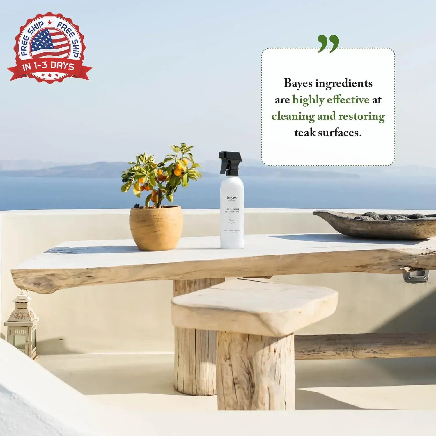 Bayes High Performance Teak Cleaner & Restorer – Cleans, Shines, and Protects –