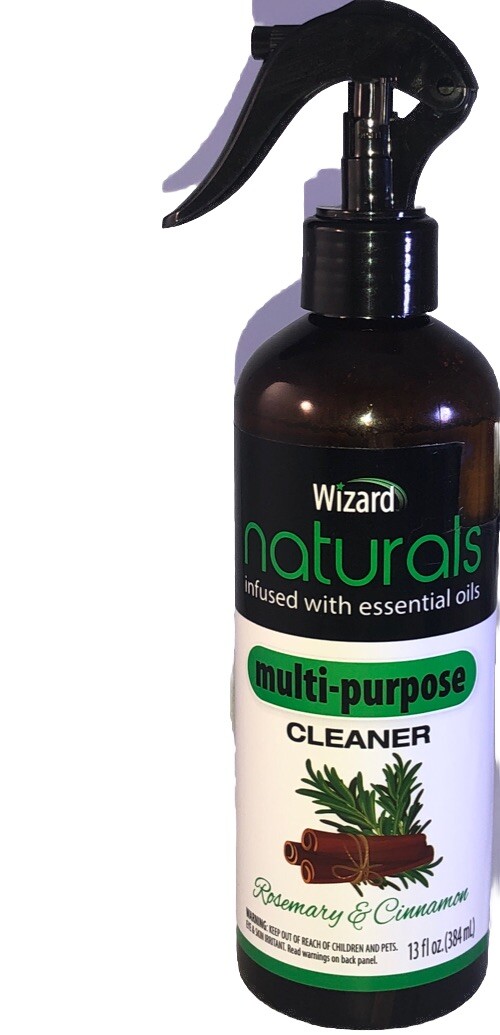 Wizard Naturals All-Purpose Spray Cleaner Rosemary &Cinnamon 13oz-Part Label Cut