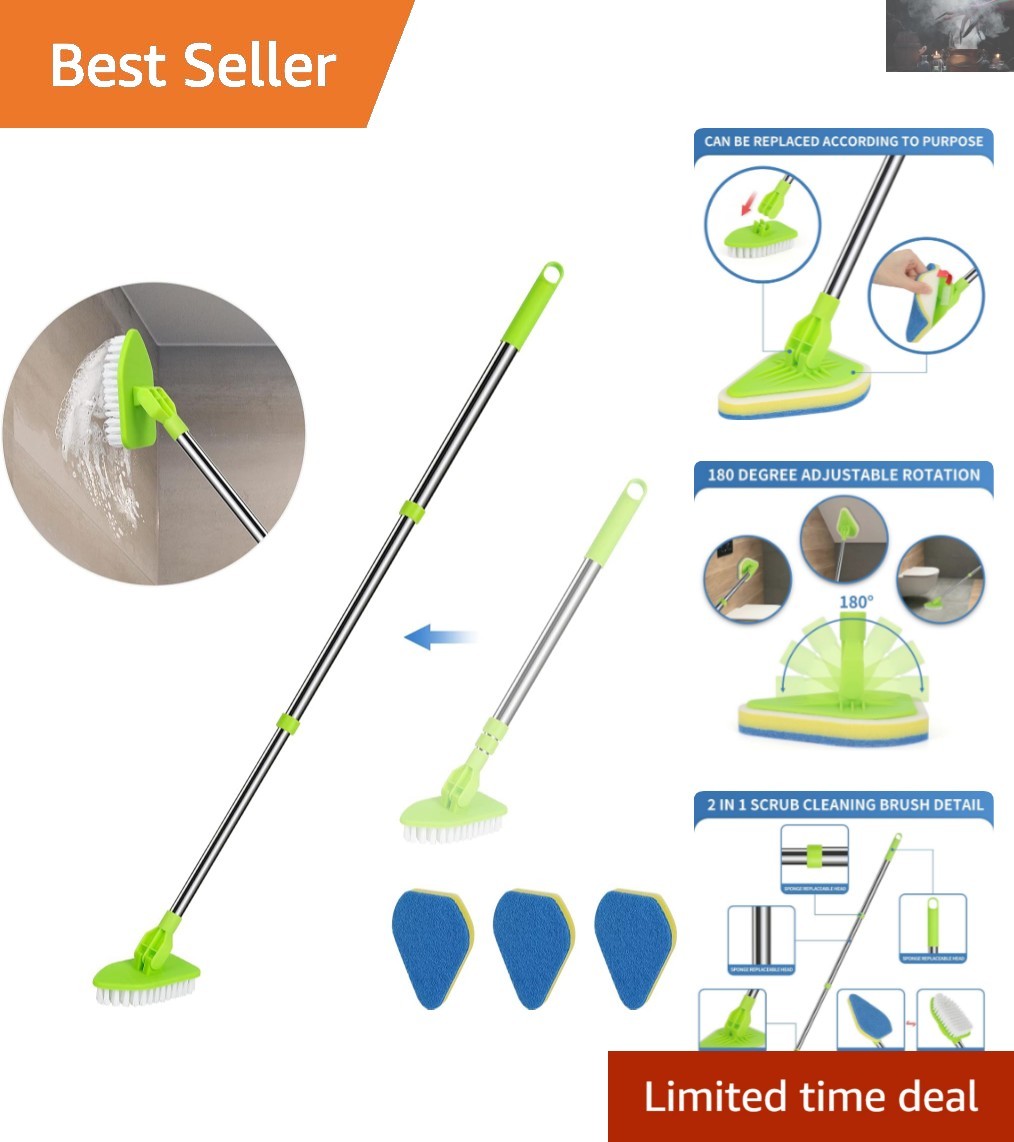 Luxury 2-in-1 Cleaning Brush Set with Extendable 37” Handle for Shower & Bathtub