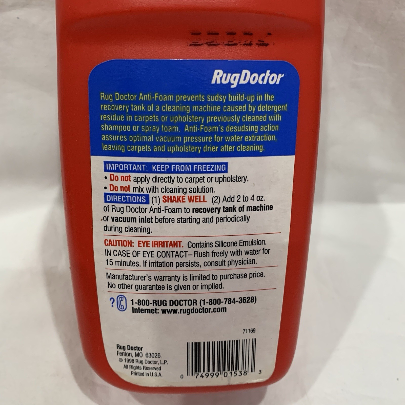 Rug Doctor Anti Foam Cleaner 32 Fl Oz 85% Full