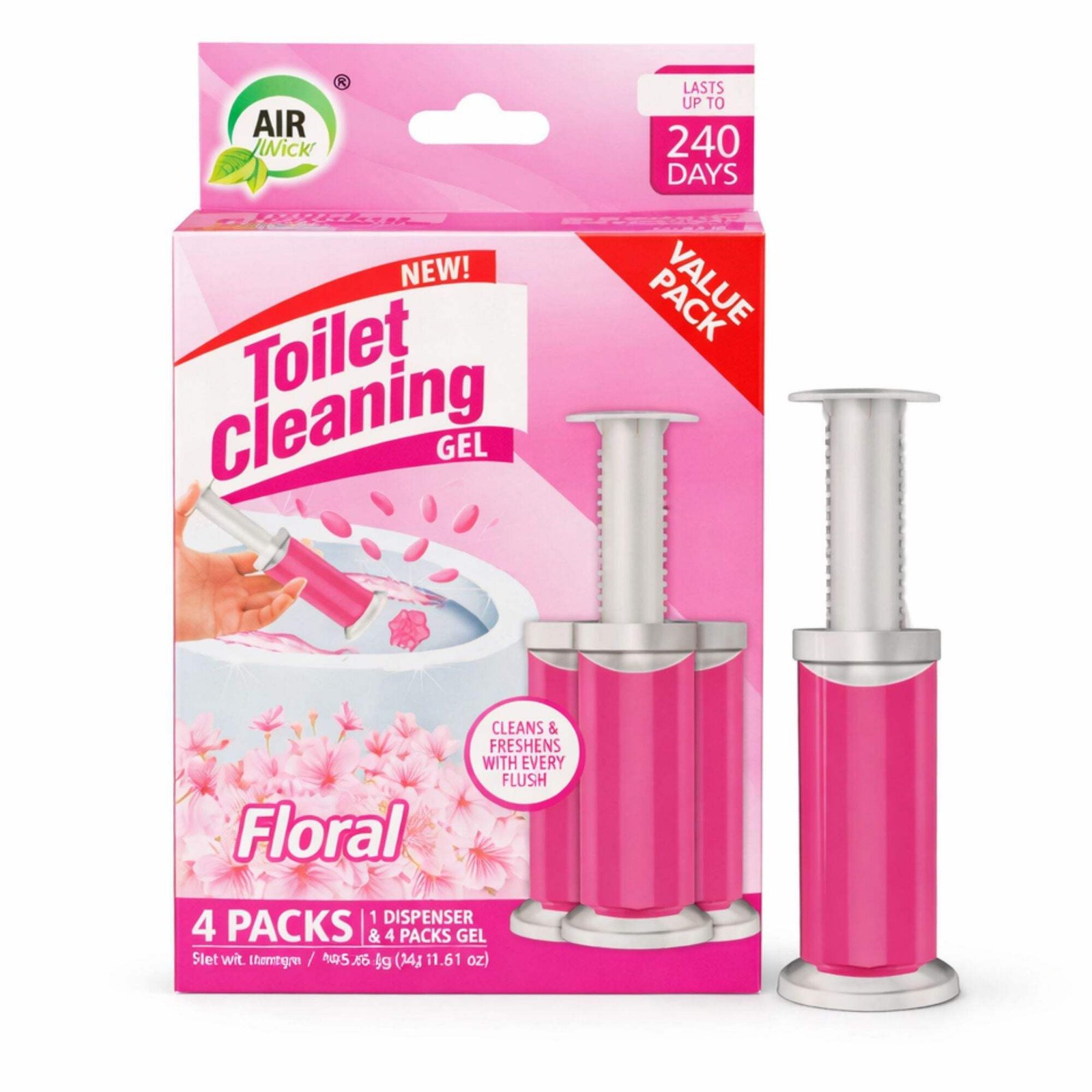 Air Fusion Floral Scent Toilet Cleaning Gel 56 Stamps 6.43oz 4 Pack