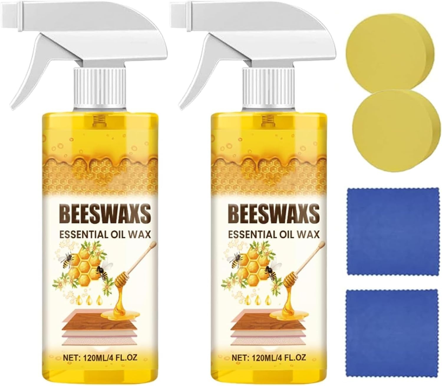 2PCS Natural Beeswax Wood Polish Spray – Essential Oil Cleaner for All Woods
