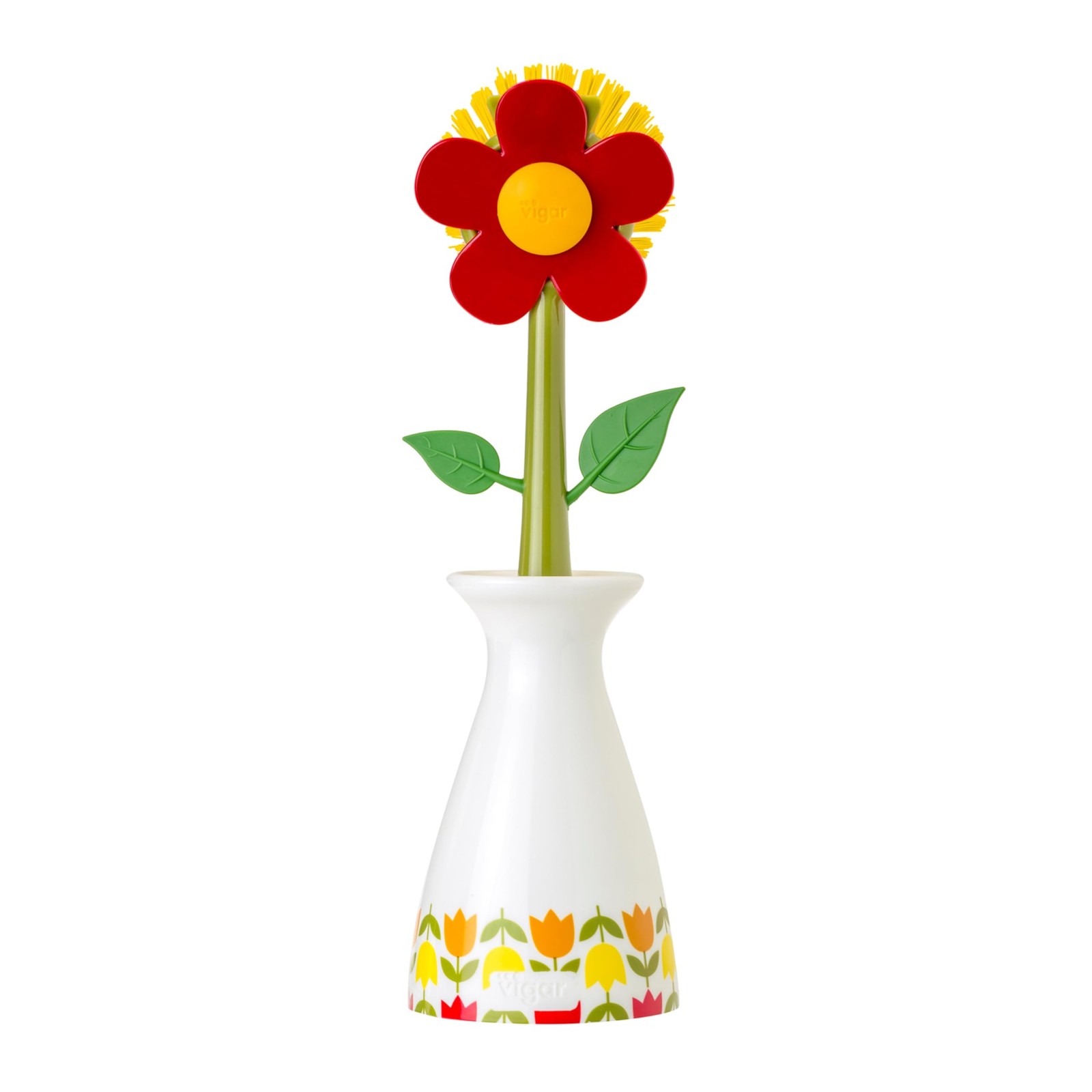 Vigar Flower Power Dish Brush with Vase Brush Holder, Dish Brush with Handle …