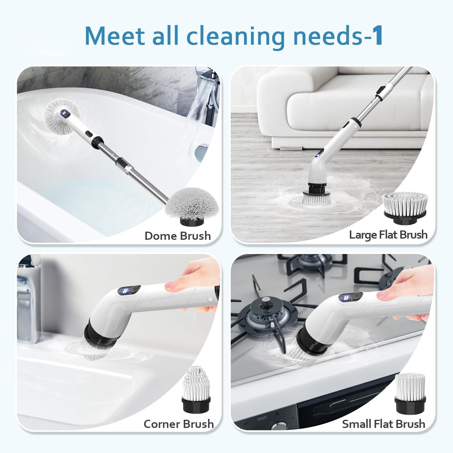 TUYU Electric Spin Scrubber, Full-Body IPX7 Waterproof Bathroom Scrubber with…