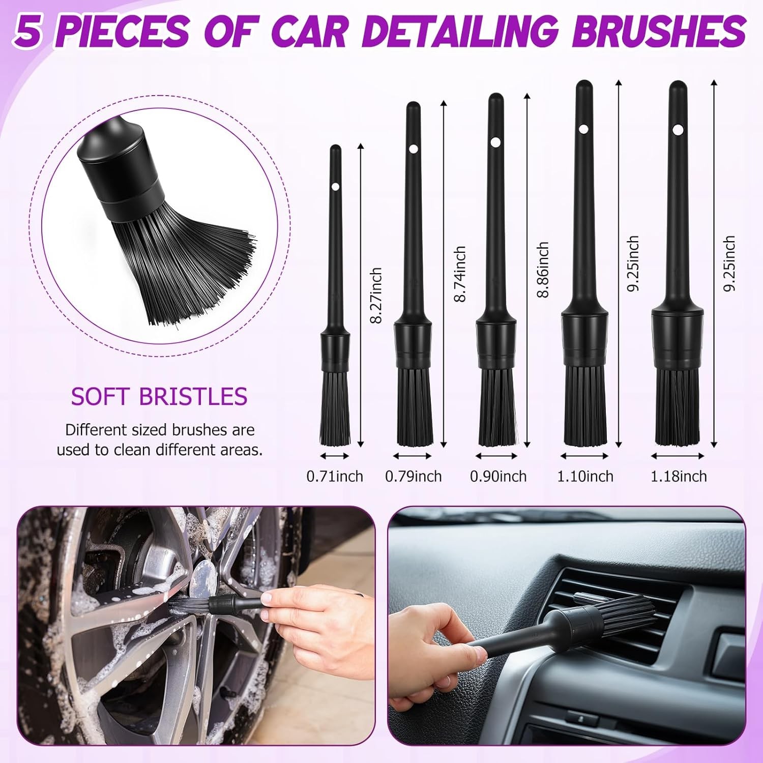 16 Pcs Windshield Cleaner Tool, Car Cleaning Kit with Various Detailing Brushes