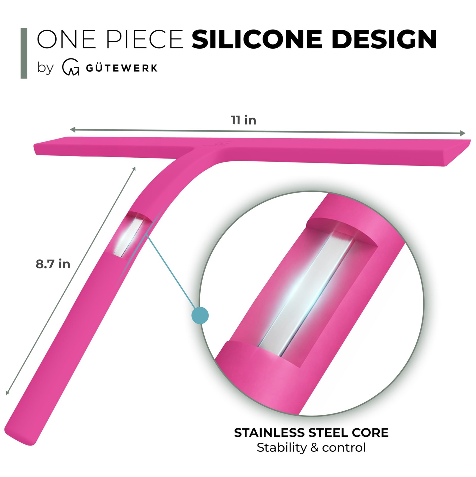 Silicone Shower Squeegee for Glass Doors & Mirrors with Stainless Steel Core,…