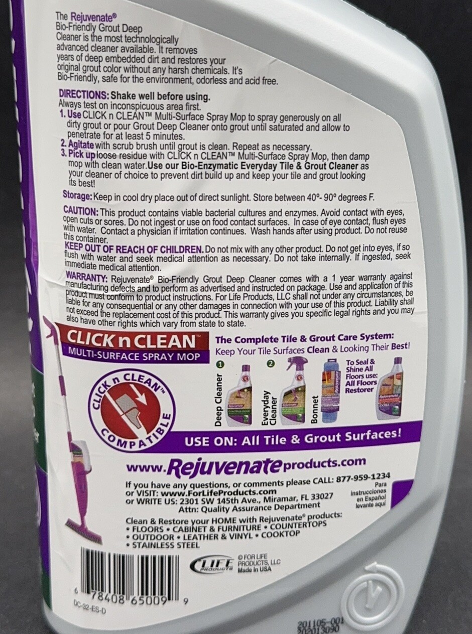 Rejuvenate RJ32DC Grout Deep Cleaner, 32-oz. – Kid/Pet Safe – Bathroom Kitchen