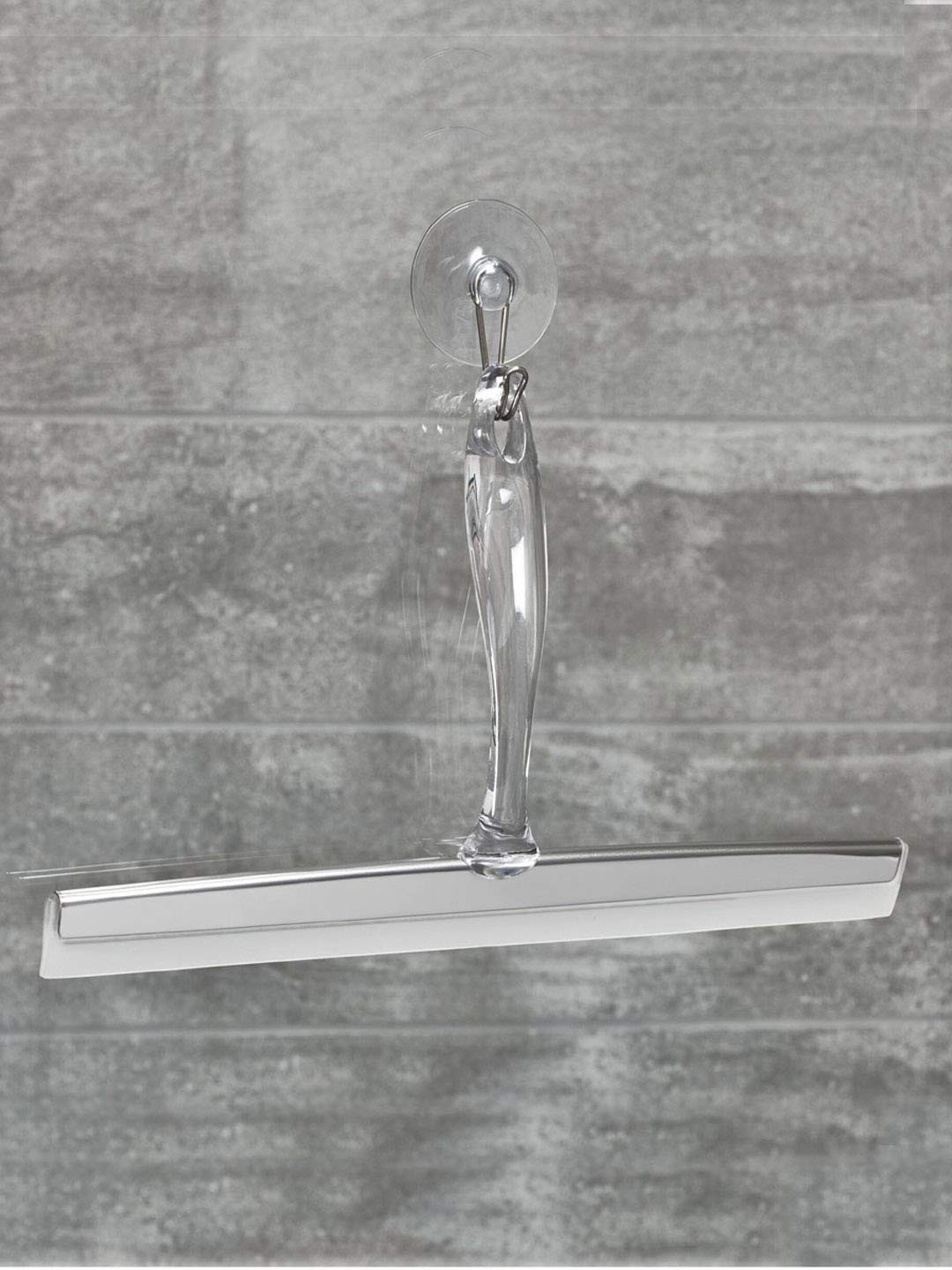 iDesign Zia Metal and Plastic Bathroom Squeegee for 12″ Inch, Clear/Stainless