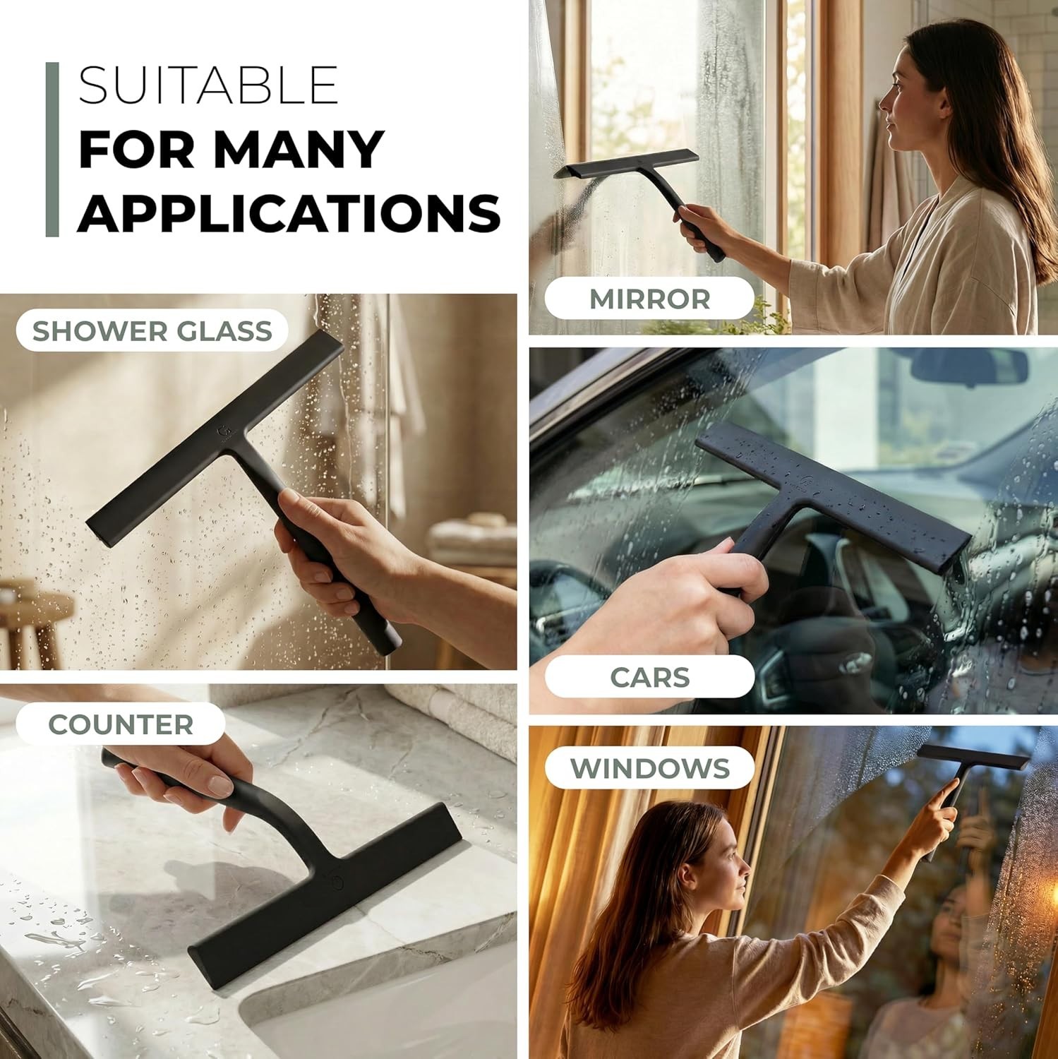 Hygienic Silicone Shower Squeegee for Glass & Mirrors – 15 Inches of Perfection