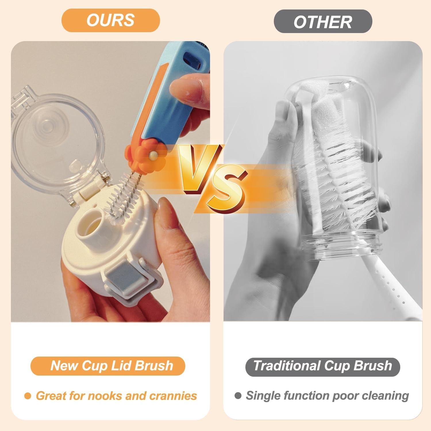 3 in 1 Cup Lid Gap Cleaning Brush Set, Bottle Cleaning Brush Multifunctional Bot
