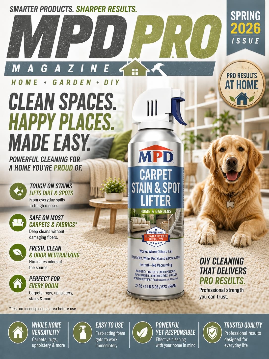 PRO Professional Carpet & Upholstery Stain Remover – Fast-Acting Spot Cleaner…