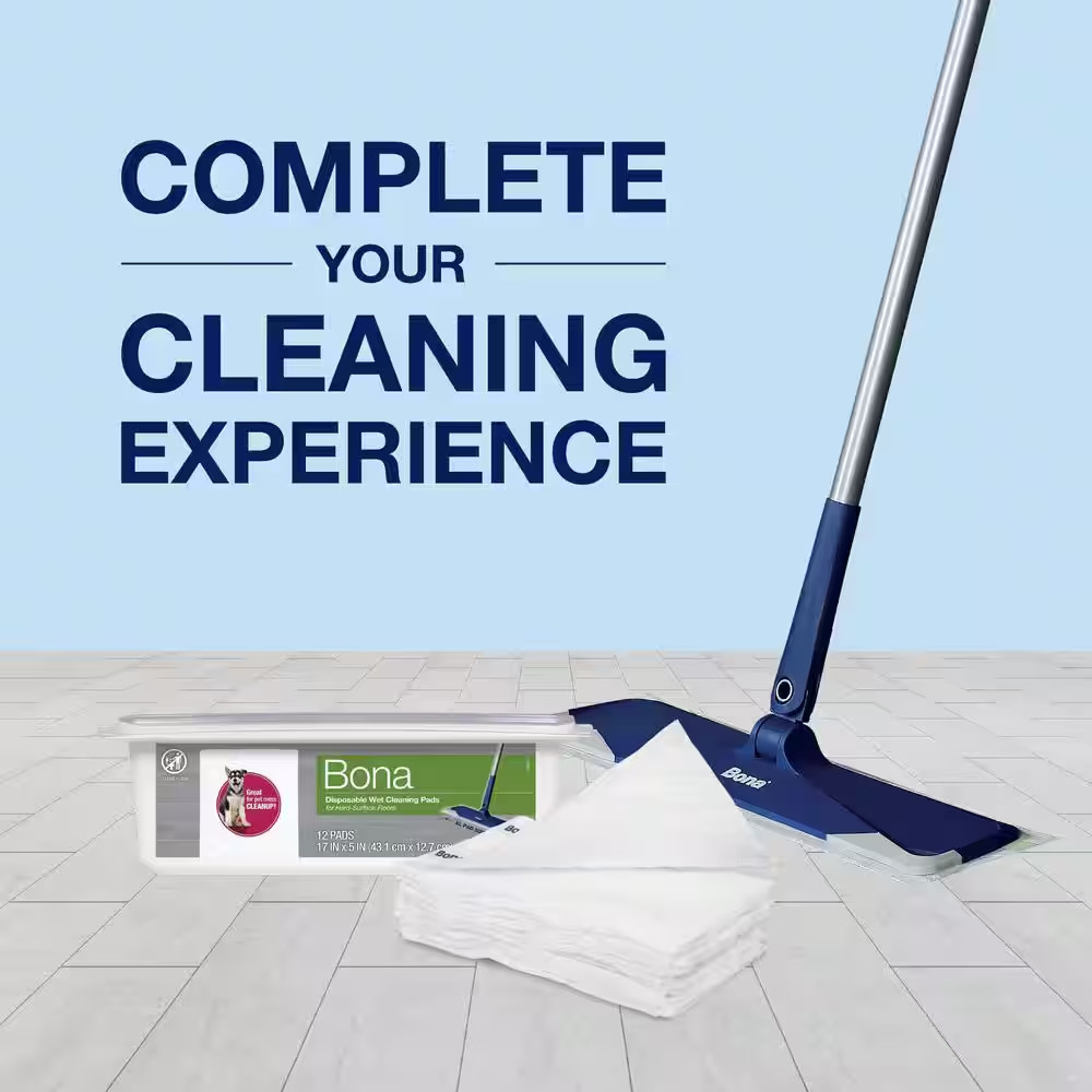 Hard-Surface Floor Disposable Wet Cleaning Pads (12-Pack)