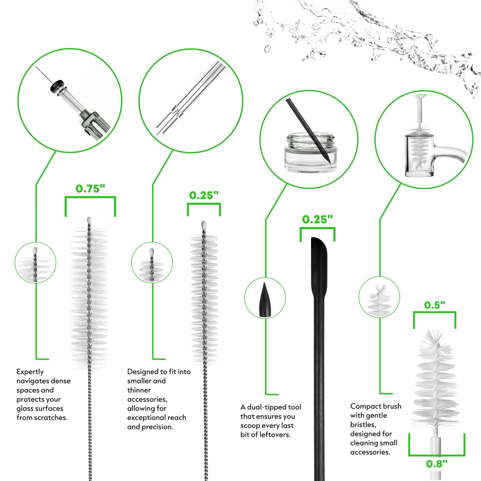 Pipe Perfect Original Cleaning Brush Set – Multi-Size Detail Brushes for Glas…