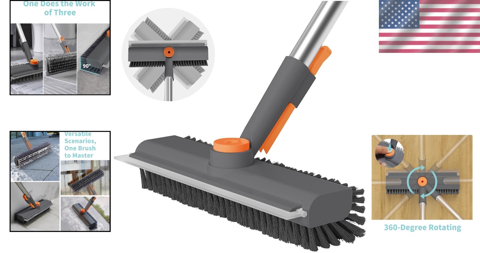 Innovative 3-in-1 Scrub Brush with Squeegee