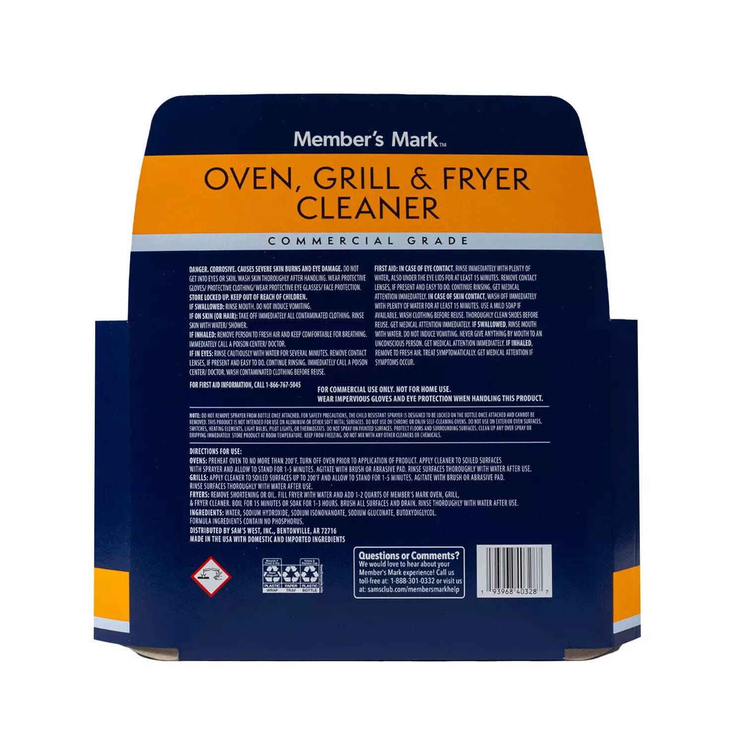 Member’s Mark Oven Grill Fryer Cleaner 32 oz (3 Pack) Commercial Degreaser