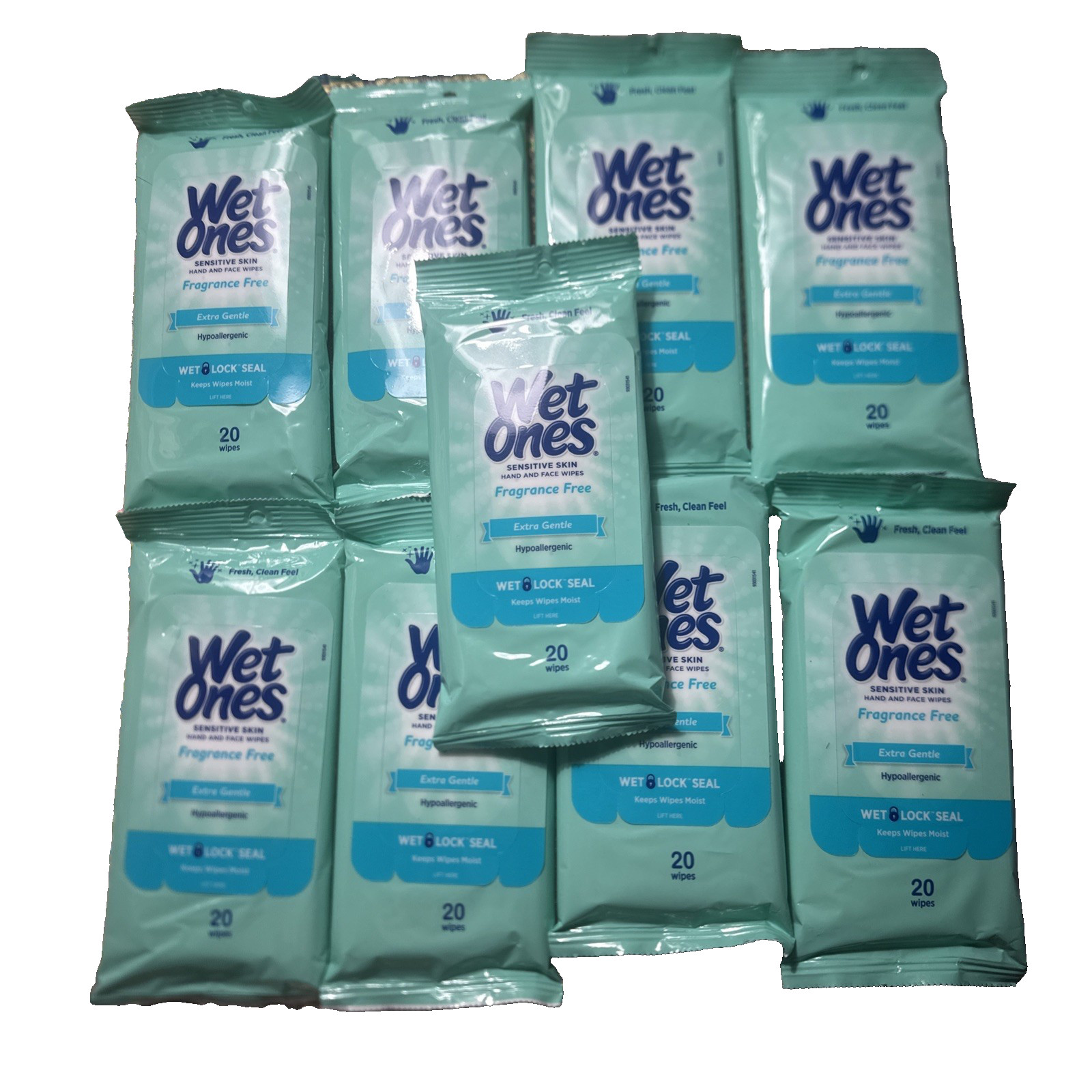 9 Wet Ones Extra Gentle Hand Wipes Fragrance Free Hypoallergenic 20 wipes Z2