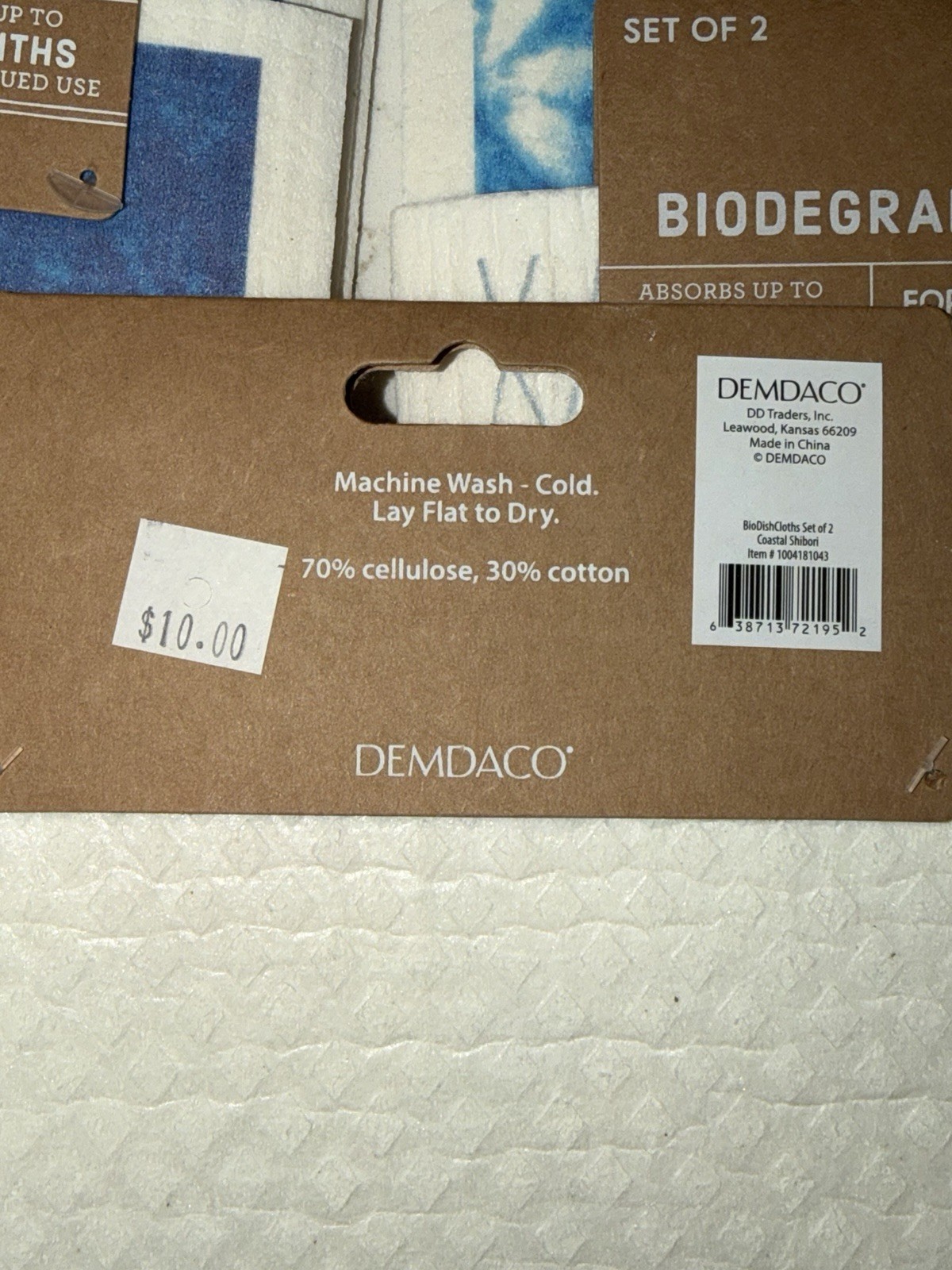 NEW Biodegradable Dishcloths 6 Packages-2 In each Package Total of 12 Navy Blue