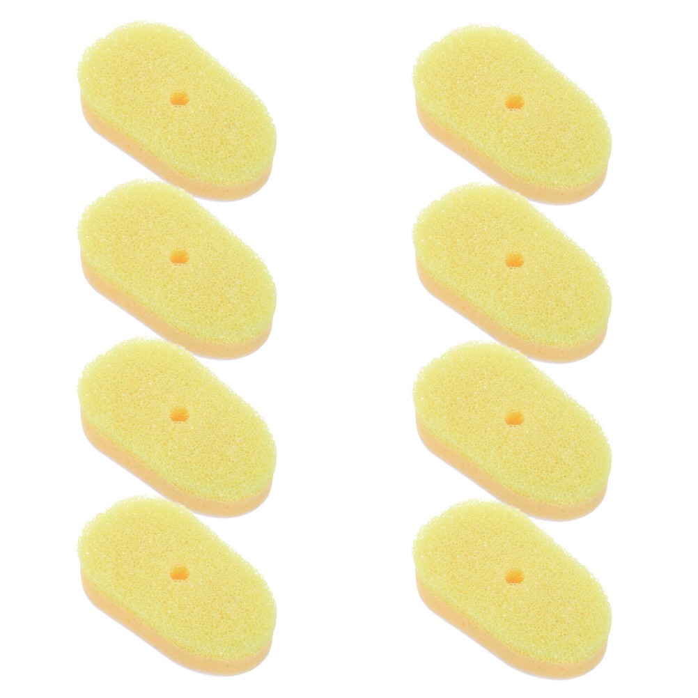 8Pcs Soft Reusable Sponge Replacement Heads for Dish Wand Yellow Scrubbing