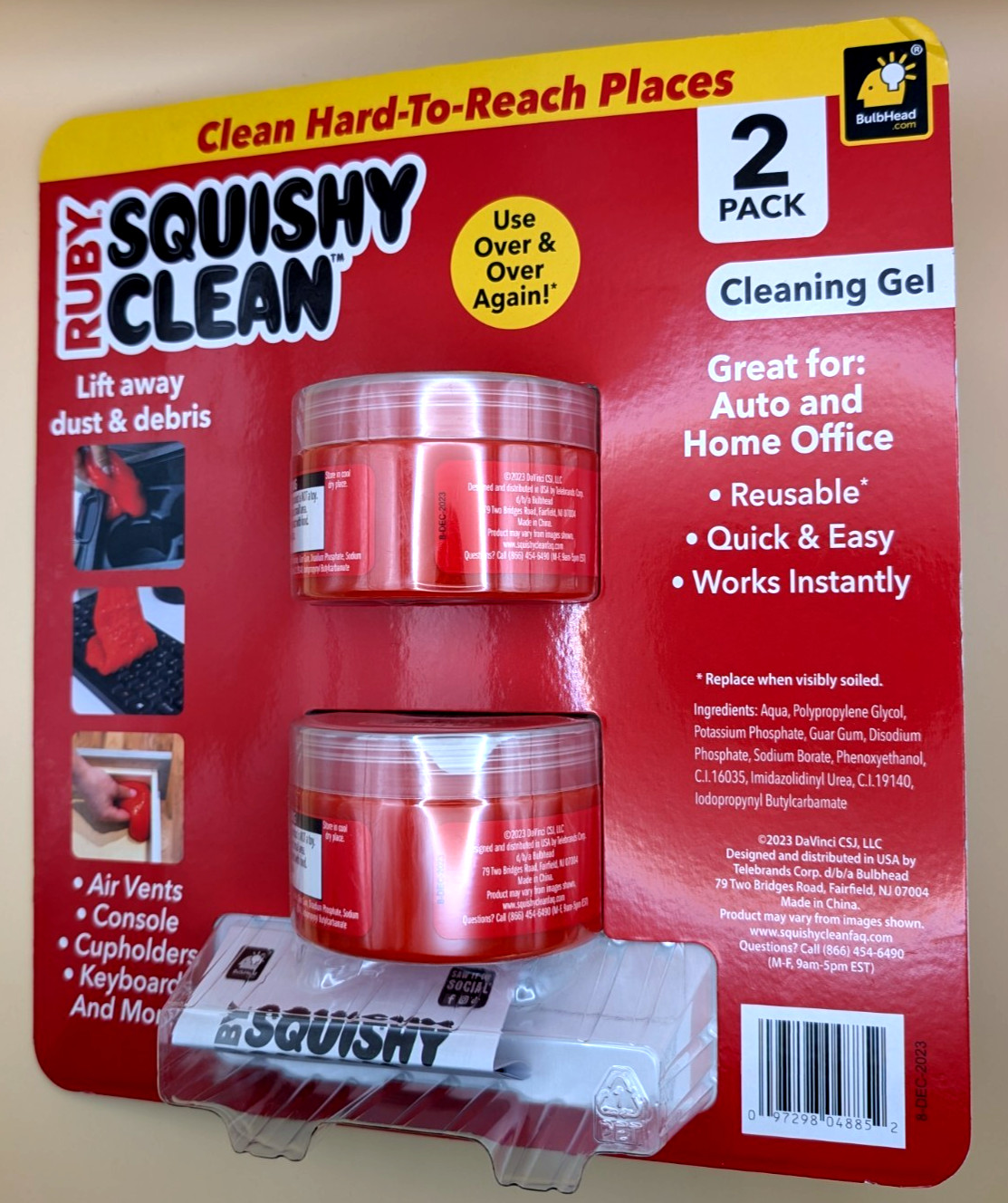Ruby Squishy Clean Cleaning Gel 2 Pack – Car Vent, Keyboard, Dust Cleaner Slime