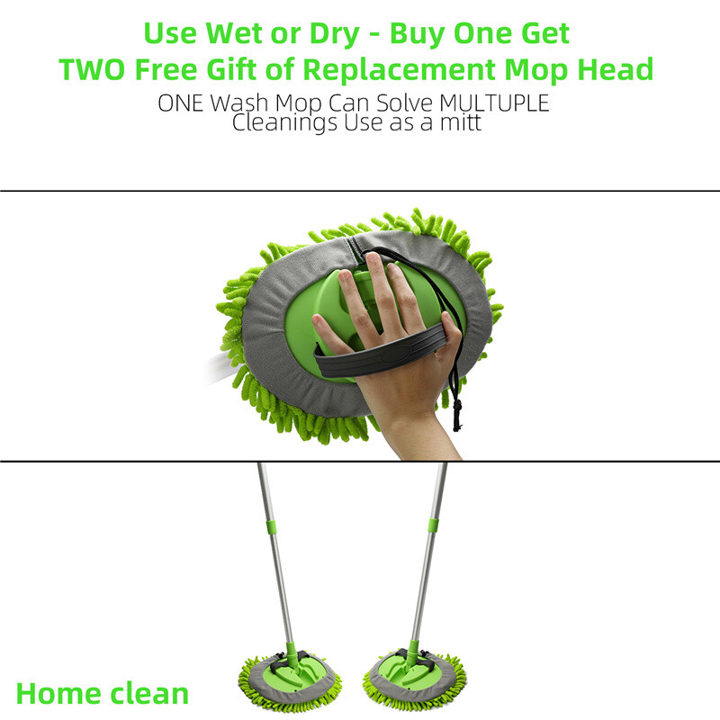 3 in 1 Microfiber Car Wash Brush Cleaning Mop Auto Truck 47.5″ Long Handle