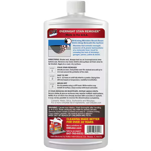 32 Oz Overnight Stain Remover for Cleaning Oil Stains on Concrete, Driveway, Pav