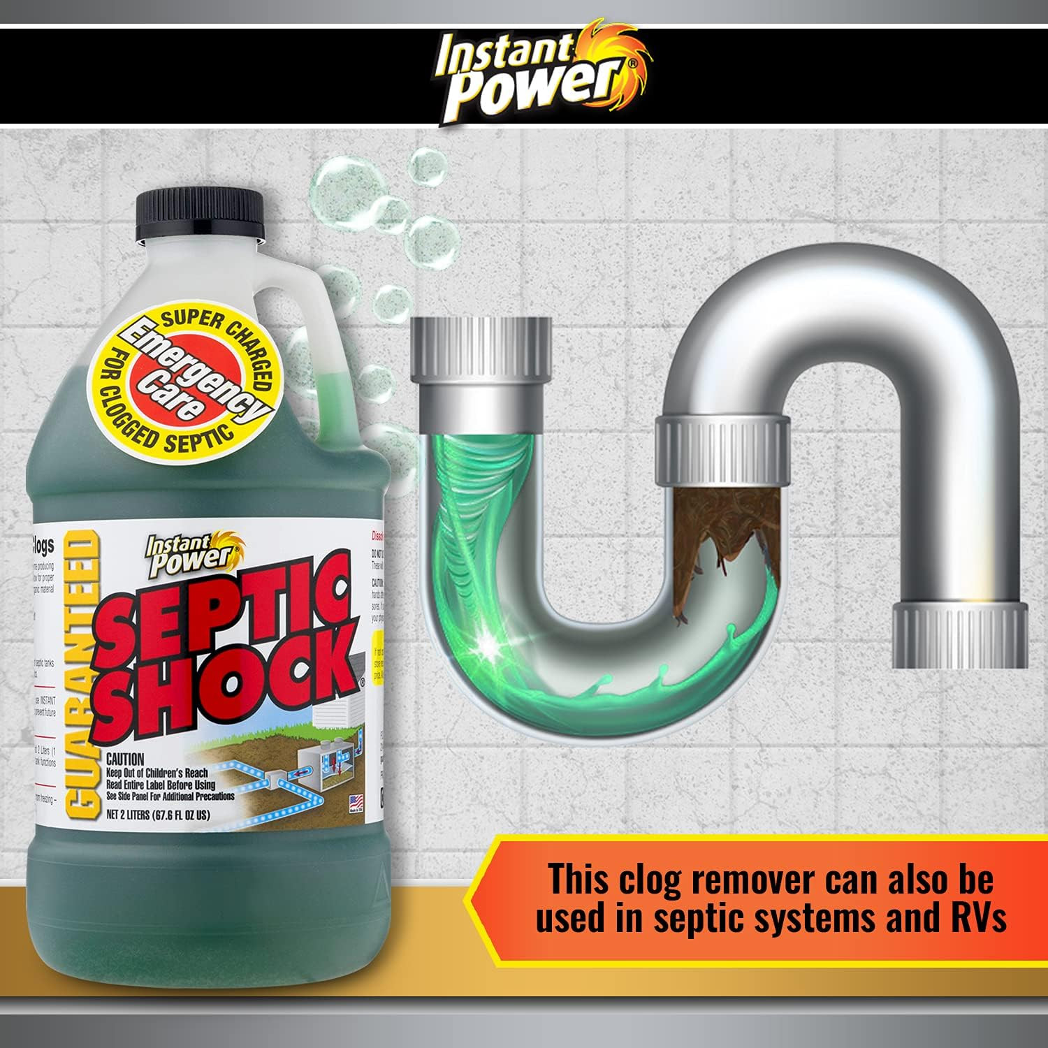 Septic Shock – Septic Tank Treatment, Drain Cleaner Liquid Clog Remover for Sept